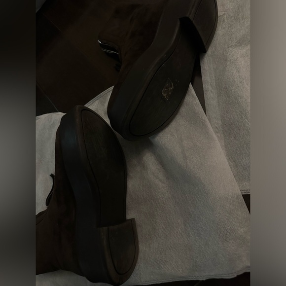 The Row Suede Zipped Boots in Dark Brown - Picture 6 of 7